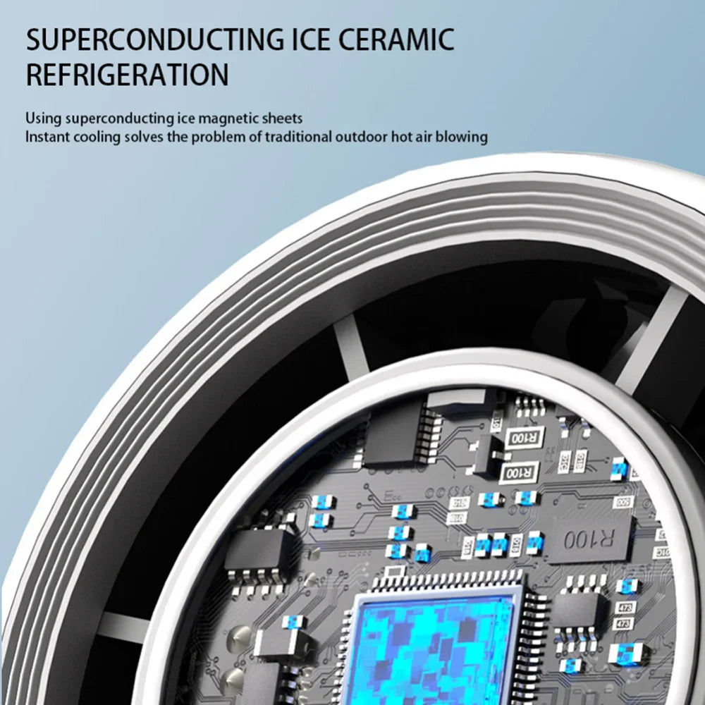 Ultra-Compact USB-Powered Mini Turbo Speed Fan with Digital Display for Outdoor, Office, and Dorm Use