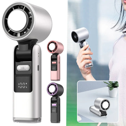 Ultra-Compact USB-Powered Mini Turbo Speed Fan with Digital Display for Outdoor, Office, and Dorm Use