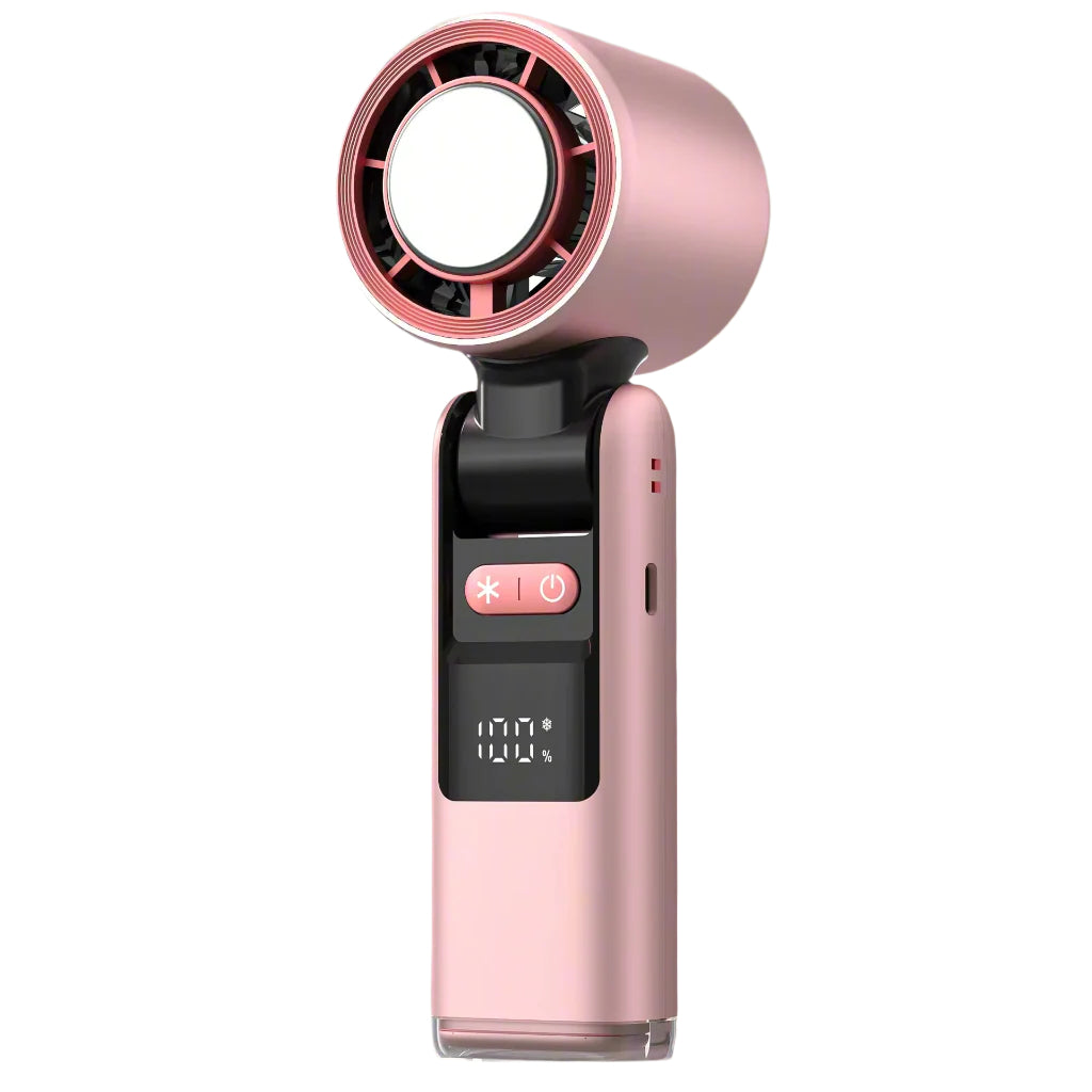 Ultra-Compact USB-Powered Mini Turbo Speed Fan with Digital Display for Outdoor, Office, and Dorm Use