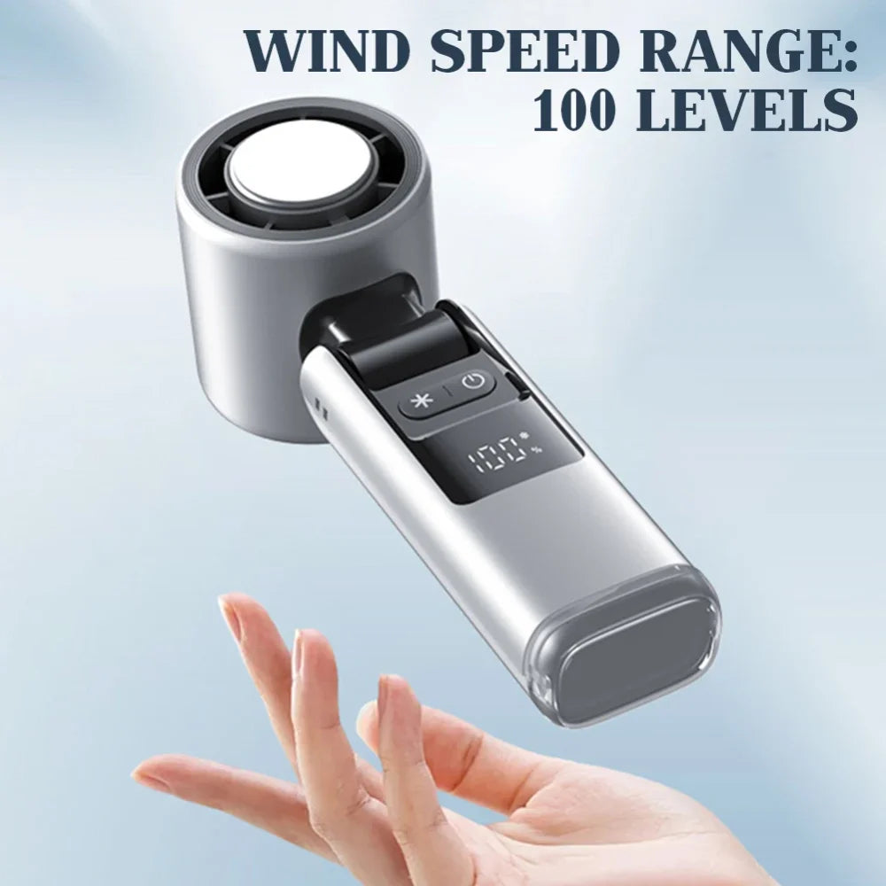 Ultra-Compact USB-Powered Mini Turbo Speed Fan with Digital Display for Outdoor, Office, and Dorm Use